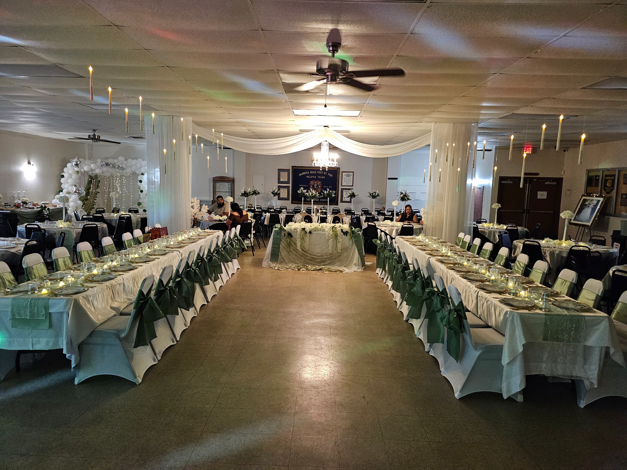 Wedding reception setup inside the VFW Post 7108 hall
